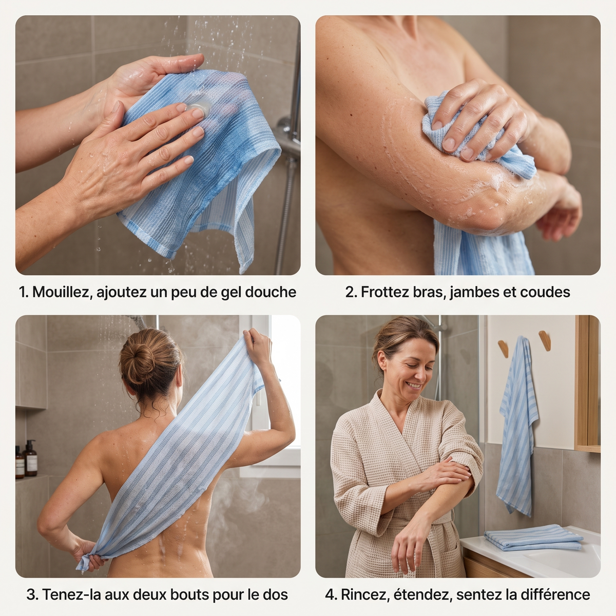 Serviette de douche exfoliante Totono